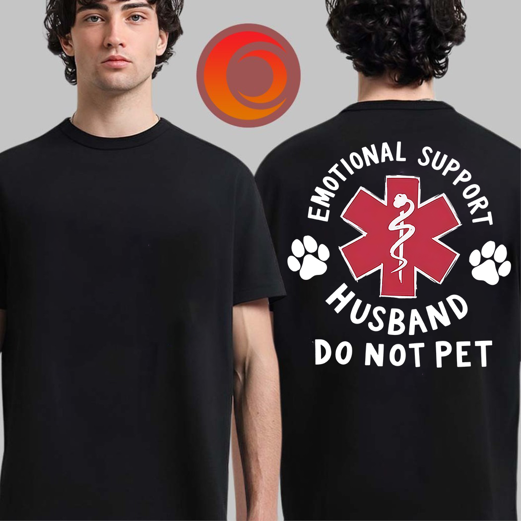 Emotional Support Husband Shirt, Funny Do Not Pet Medical Symbol T Shirt For Spouses, Gift For Husband Boyfriend Him, Short Sleeve Crew Neck Top, Crewneck Top