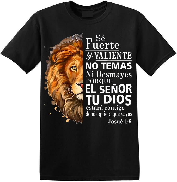 100% Cotton Valiente Josue 1:9 Spanish Christian Bible Verse T-Shirt