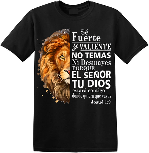 100% Cotton Valiente Josue 1:9 Spanish Christian Bible Verse T-Shirt