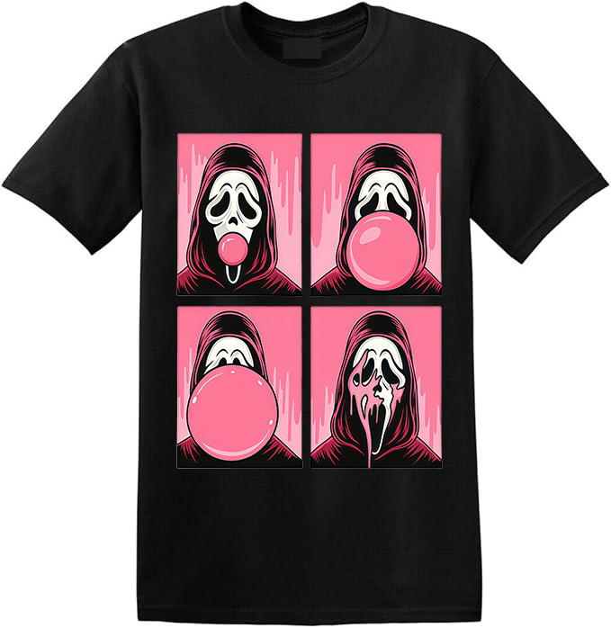 Halloween BubbIegum Mask Graphic Tee – Funny Creepy Shirt - Shades for Everyone - Unisex Design - Unisex Style Essentials - Trendy to Timeless